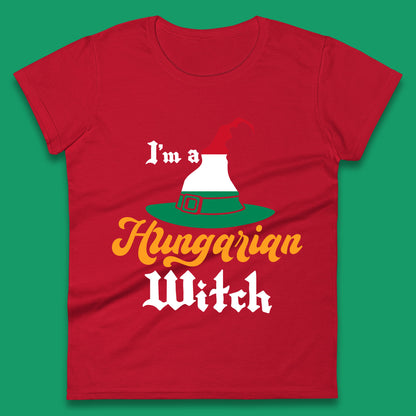 I'm A Hungarian Witch Halloween Witch Hat Hungarian Flag Womens Tee Top
