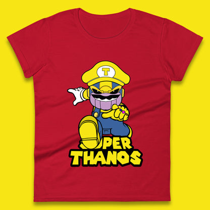 Super Thanos Marvel Infinity Gauntlet Super Mario Spoof Marvel Nintendo Game Series Wario Thanos Fictional Character Womens Tee Top