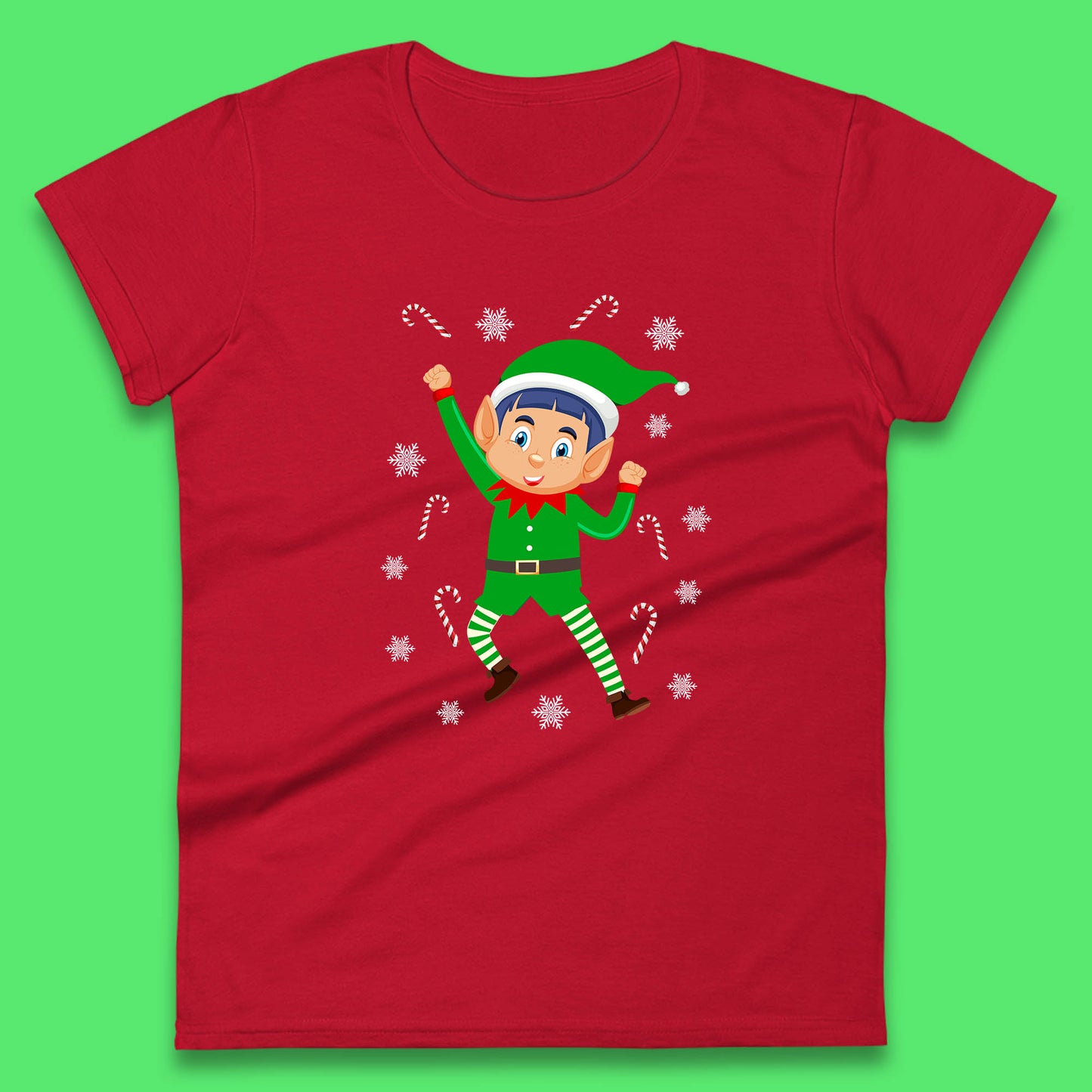 christmas elf cartoon womens top