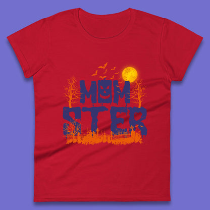 Momster Halloween Funny Monster Ghost Spooky Mom Gift Womens Tee Top