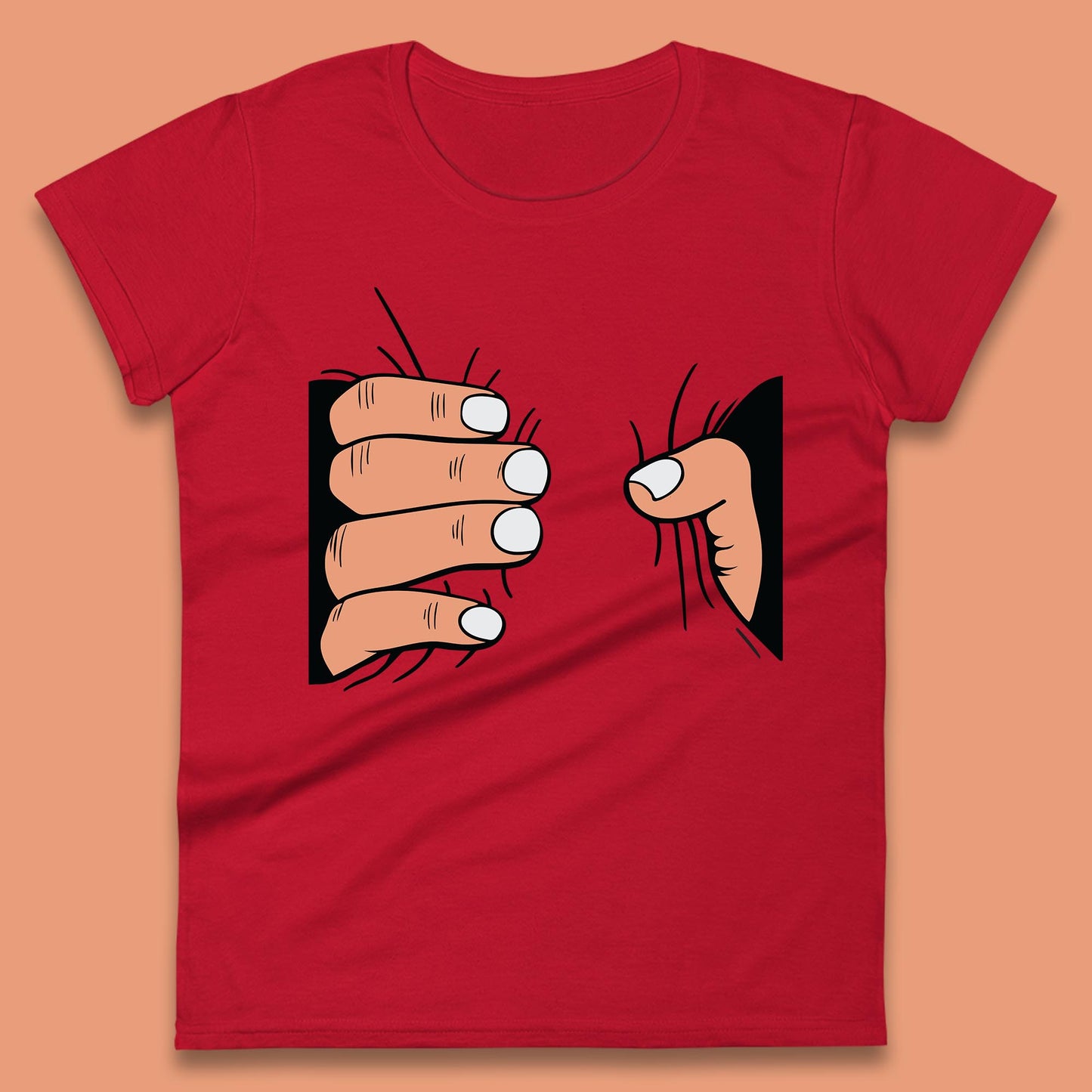 Crushing Handshake Big Hand Squeezing Funny Hand Grabbing Photographic Womens Tee Top