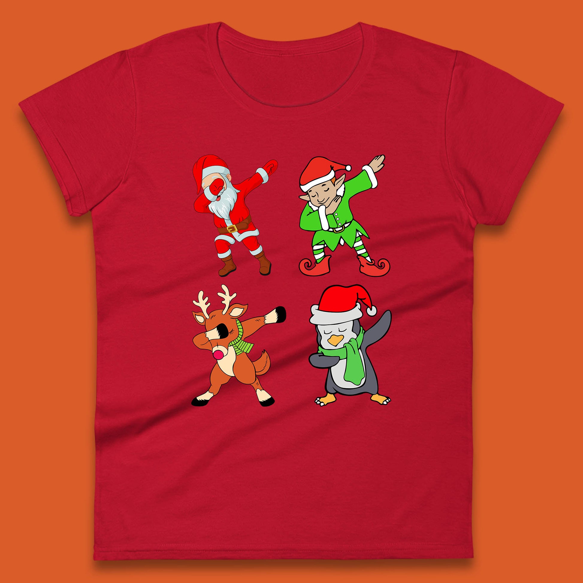 santa claus & friends dabbing womens t-shirt