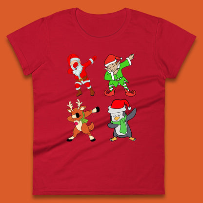 santa claus & friends dabbing womens t-shirt