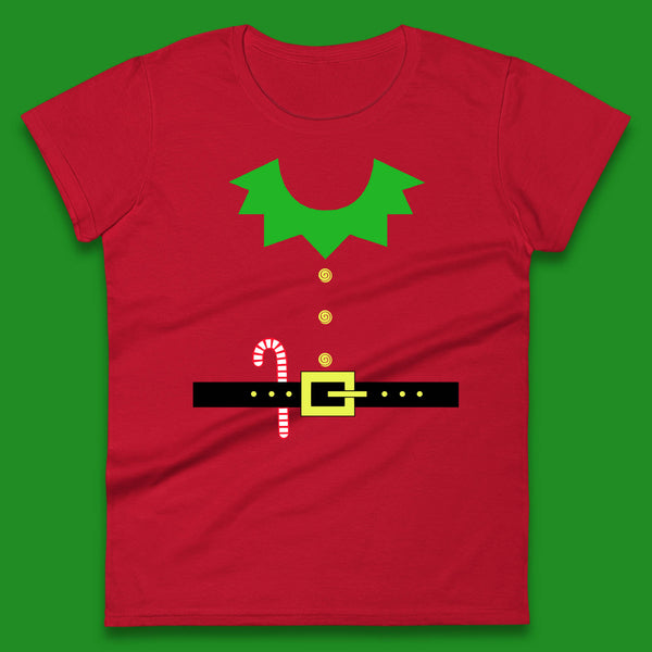 Elf Yourself Elf Costume Christmas Candy Holiday Elves Xmas Womens Tee Top