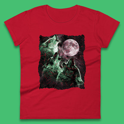Three Wolf Howling At Moon Wild Free Wolves Three Wolf Dog Animal The Mountain Womens Tee Top