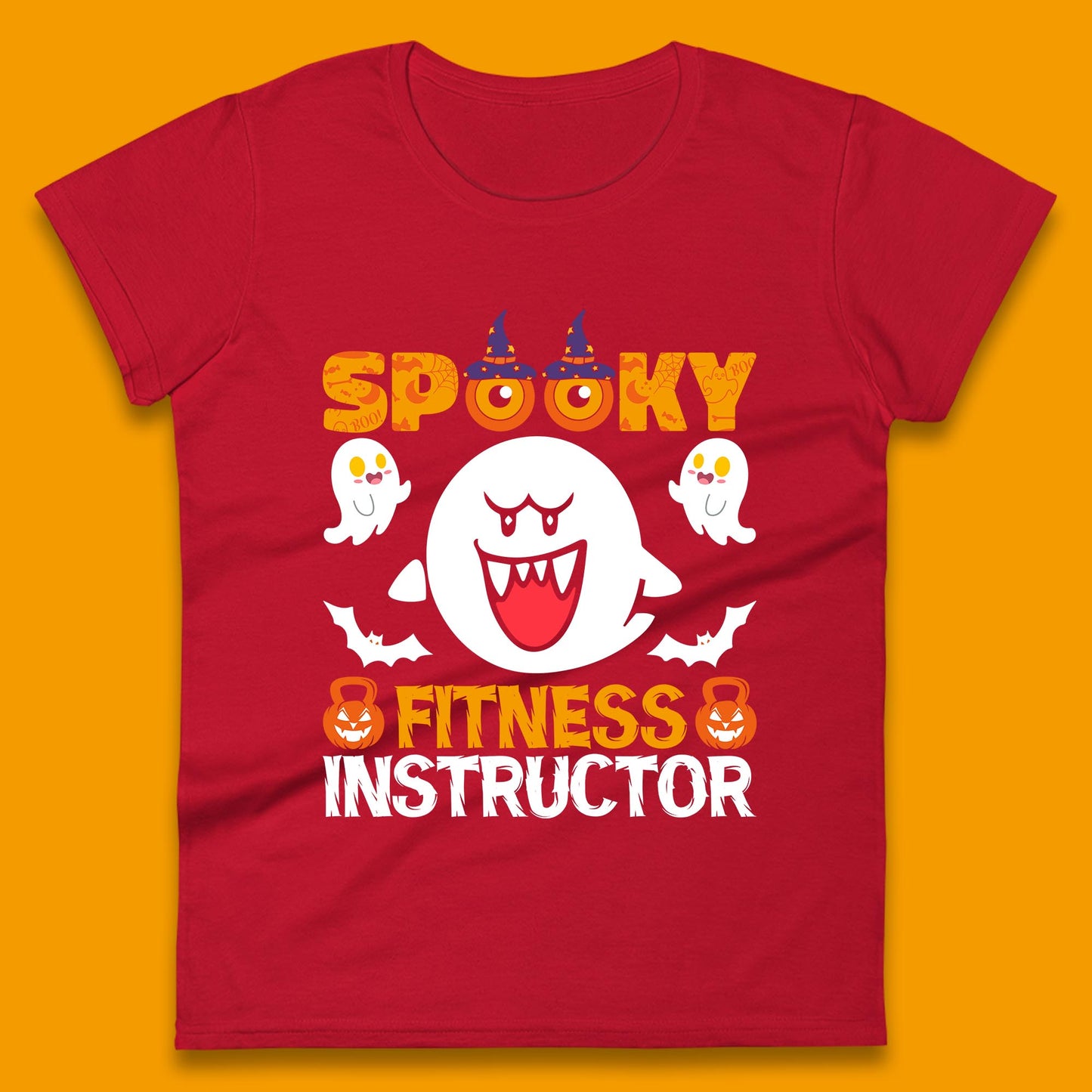 Halloween Spooky Fitness Instructor Super Mario Boo Halloween Costume Womens Tee Top