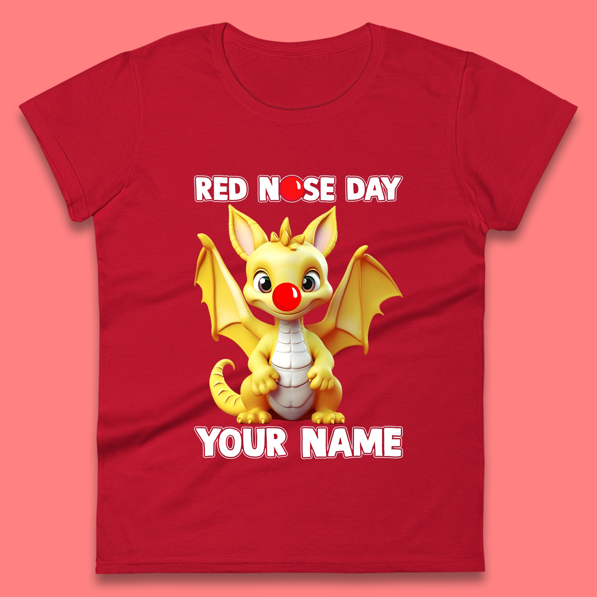 Personalised Dragon Red Nose Day Womens T-Shirt