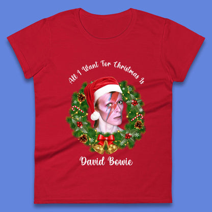 David Bowie Christmas Womens T-Shirt