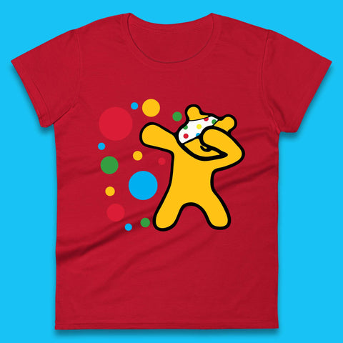 Dabbing Spotty Pudsey Bear Children In Need Dab Dance Spotty Day Donation Womens Tee Top