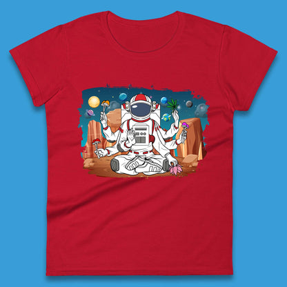 Meditating Astronaut Yoga Womens T-Shirt