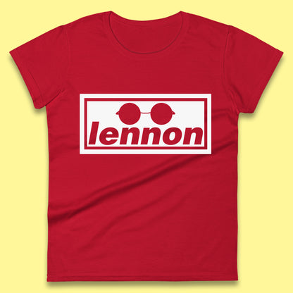 Lennon British Beatles Band John Lennon Singer Songwriter Musician Lennon Glasses Womens Tee Top