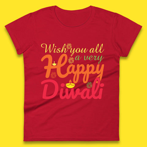 Wish You All A Very Happy Diwali Festival Of Lights Indian Diwali Holiday Celebration Womens Tee Top
