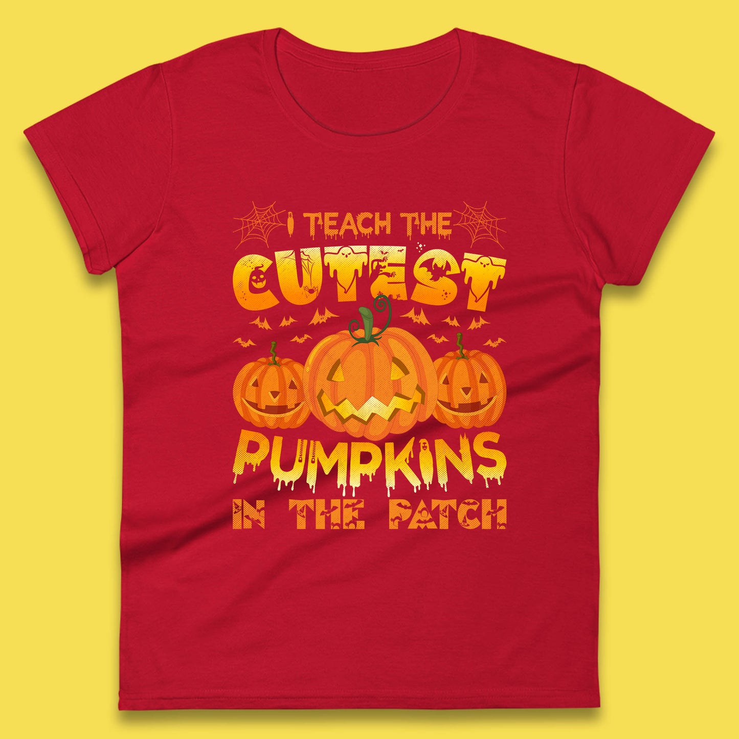 I Teach The Cutest Pumpkins in The Patch Halloween Pumpkin Teacher Costume Gift Womens Tee Top