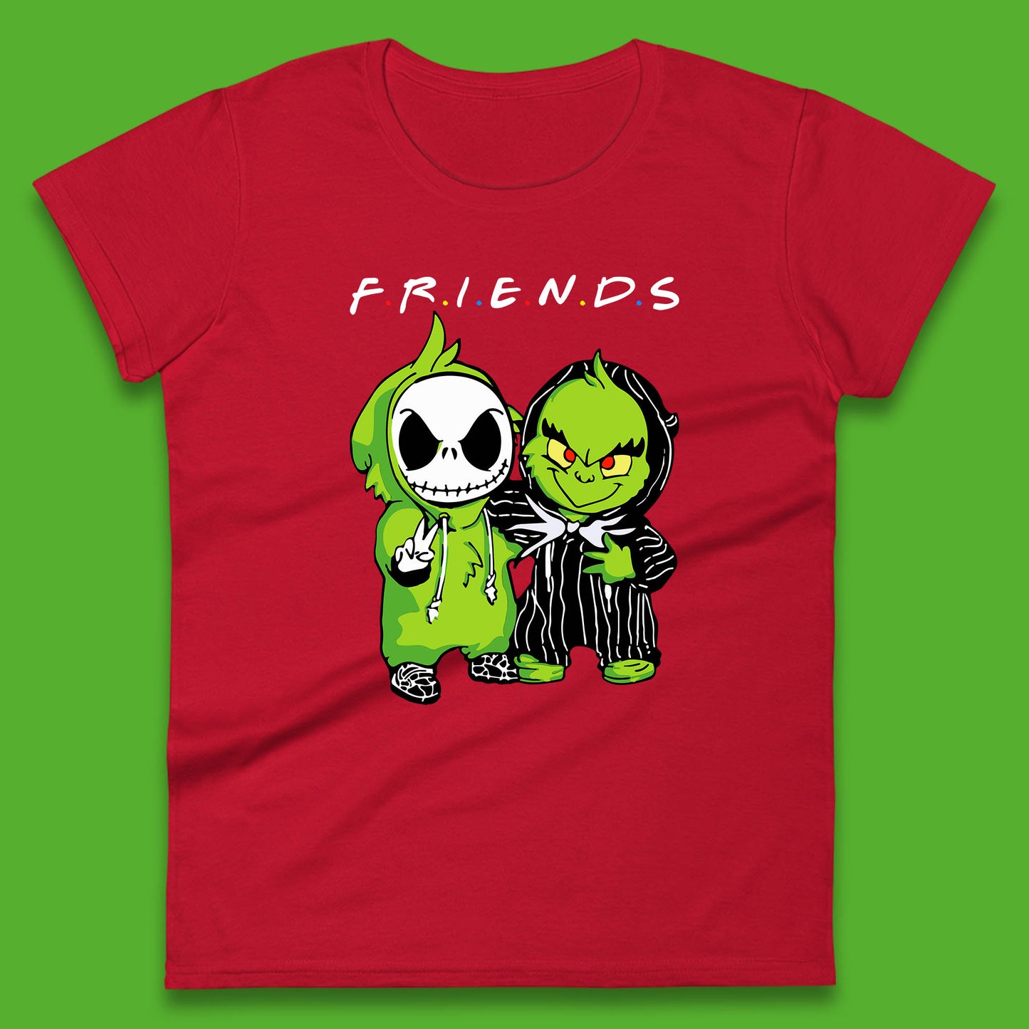 grinch and jack skellington womens tee