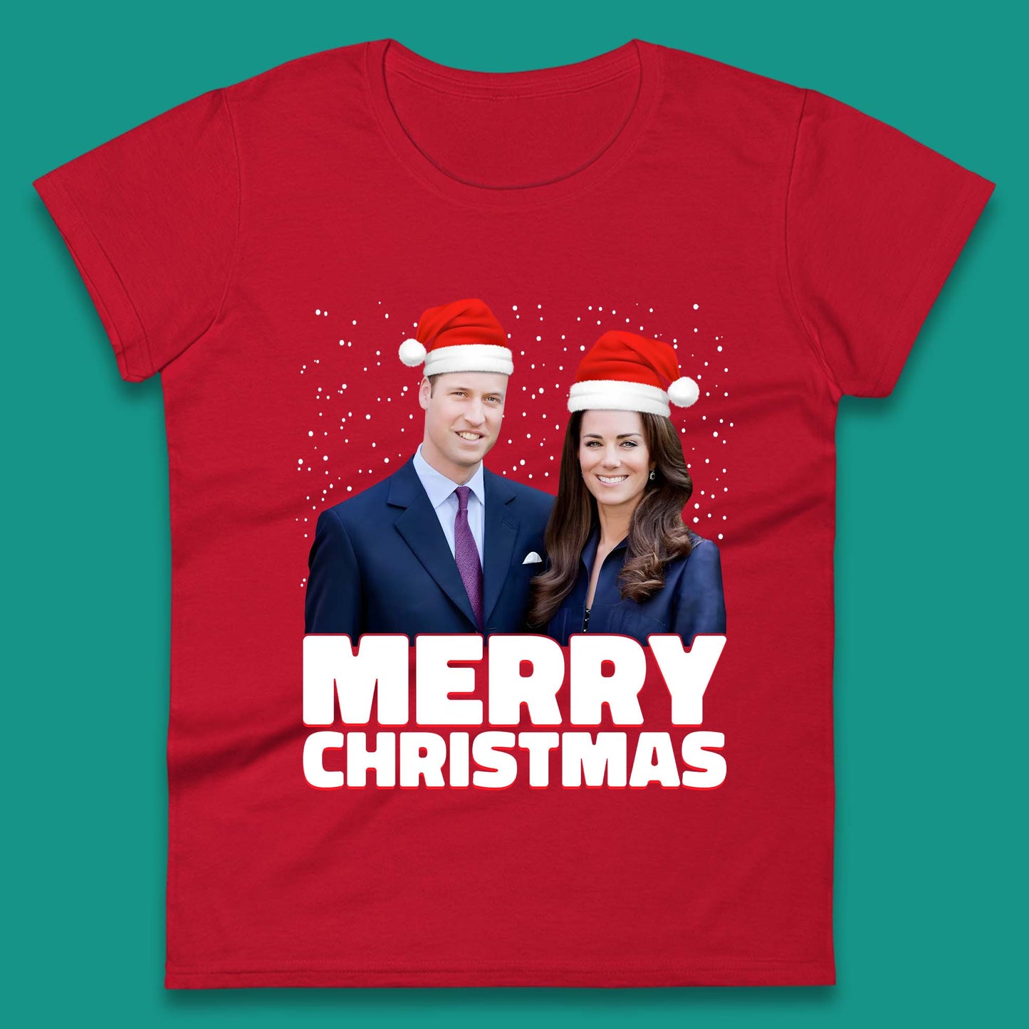 Prince William & Kate Merry Christmas Womens T-Shirt