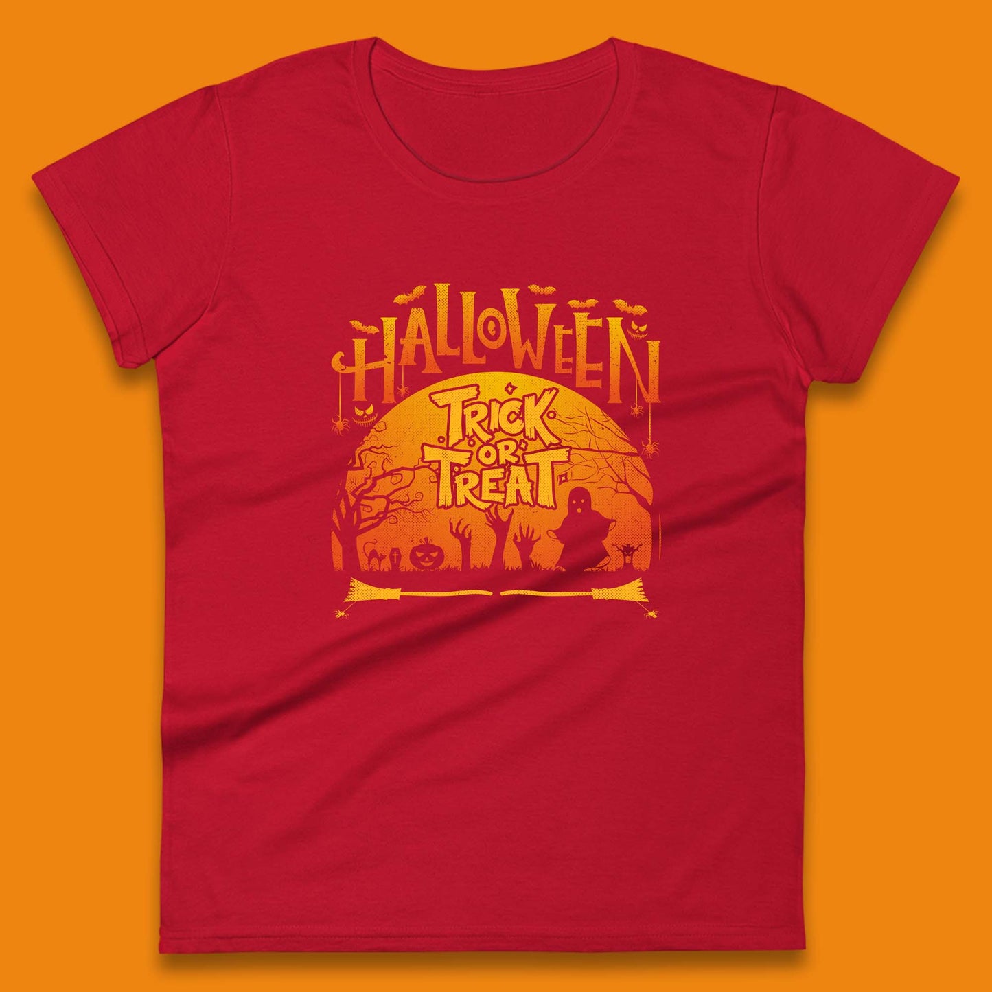 Halloween Trick Or Treat Horror Boo Ghost Creepy Zombie Hands Out Of Graveyard Womens Tee Top