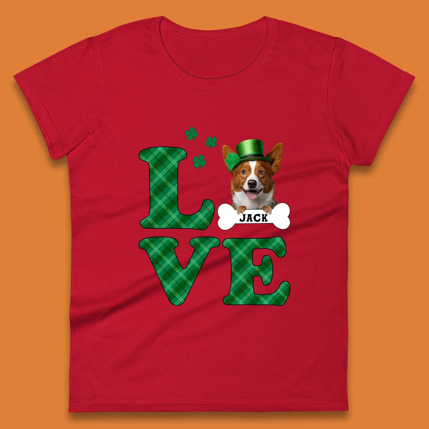 Personalised Love St. Patrick's Dog Womens T-Shirt