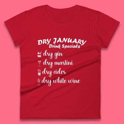 Dry January Drink Menu Womens T-Shirt