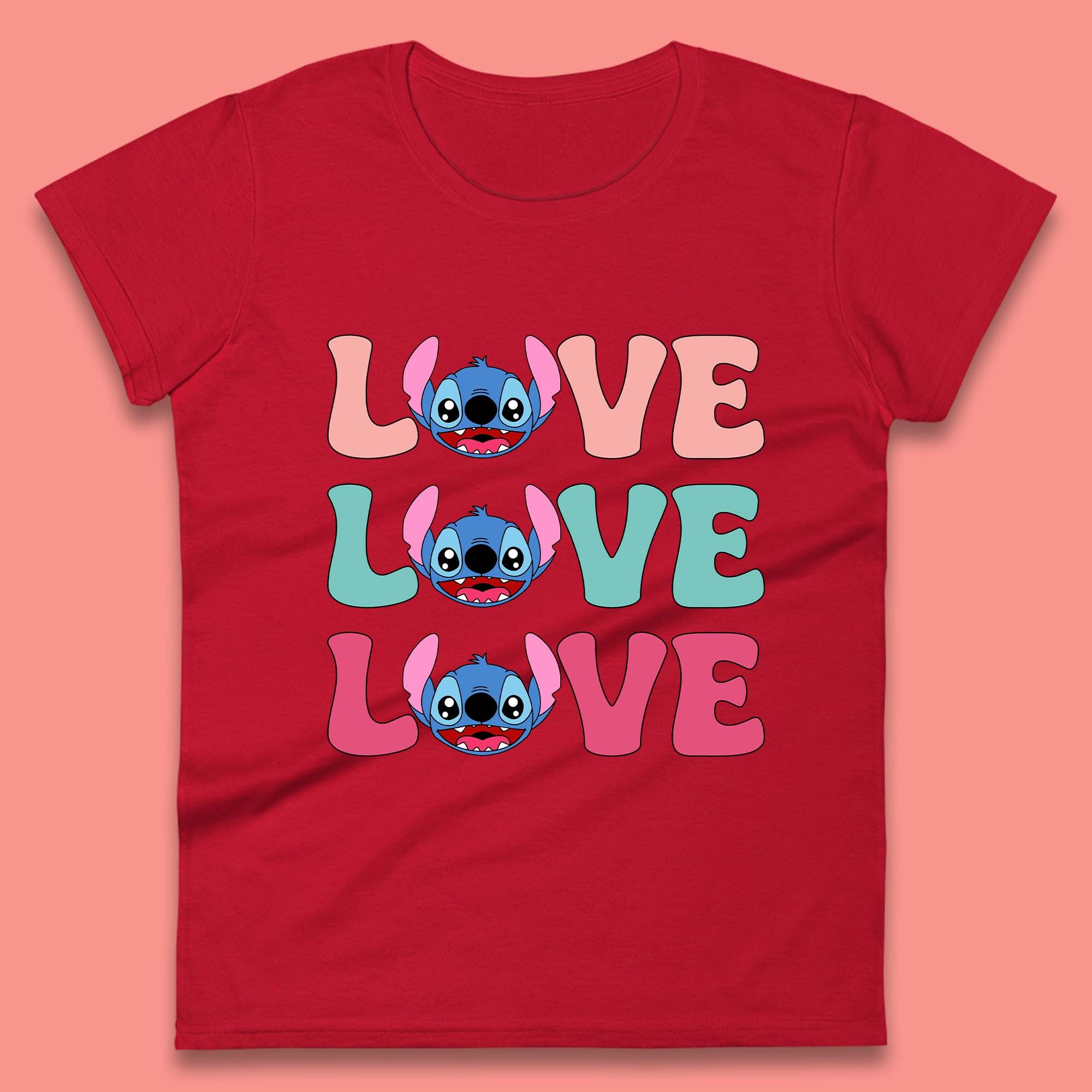 Stitch Love Valentines Womens T-Shirt