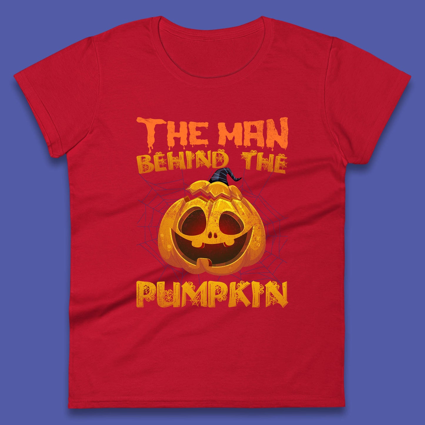 The Man Behind The Pumpkin Halloween Pregnancy Baby Announcement New Dad Gift Womens Tee Top