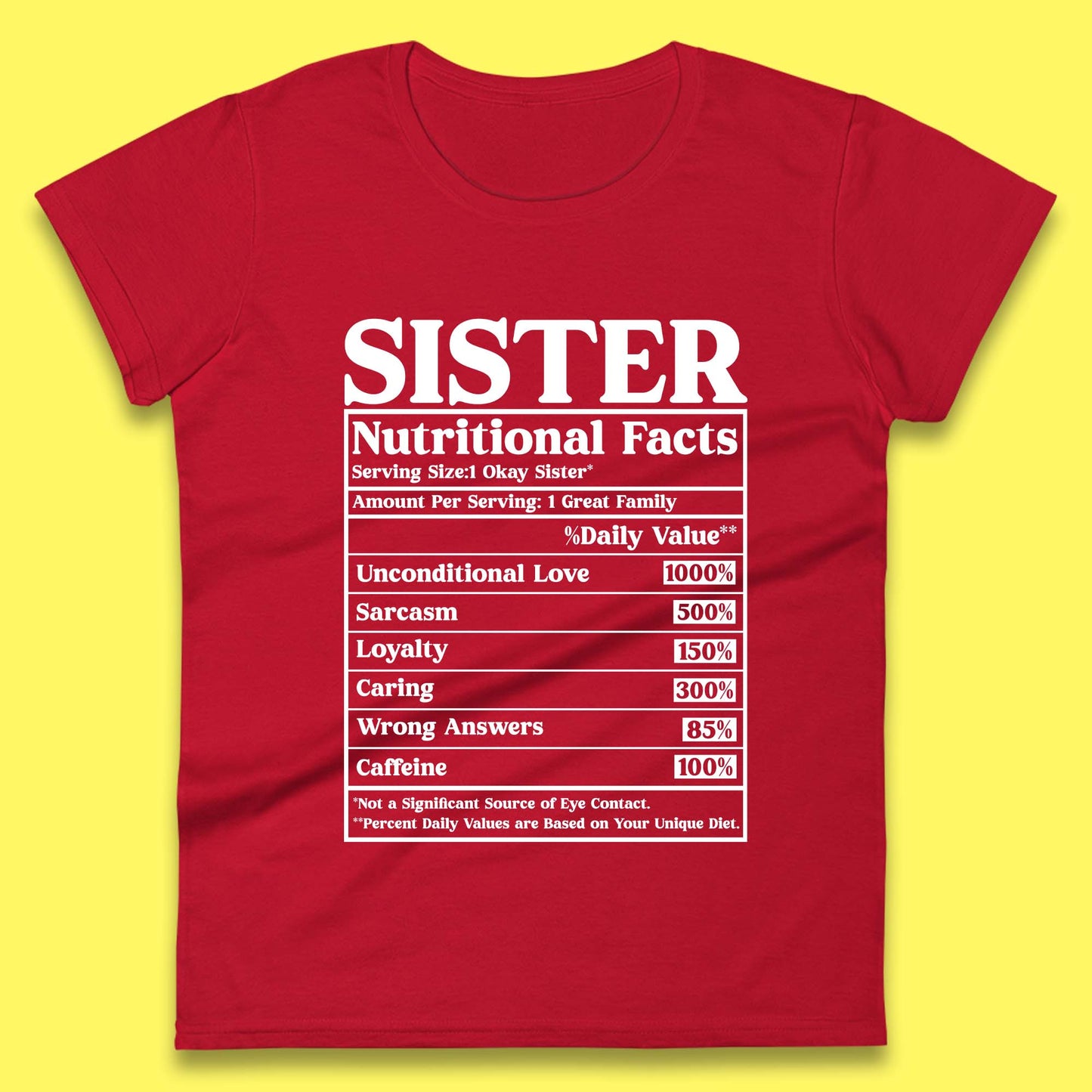 Sister Nutrition Facts  Womens T-Shirt