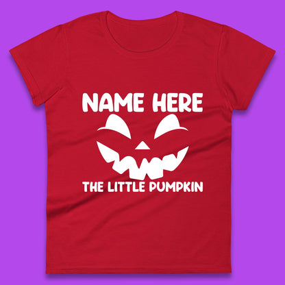 Personalised Your Name Here The Little Pumpkin Jack O Lantern Scary Spooky Face Womens Tee Top