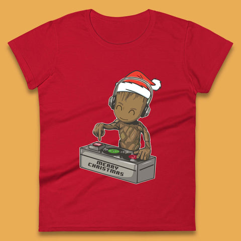Baby Groot DJ Christmas Womens T-Shirt
