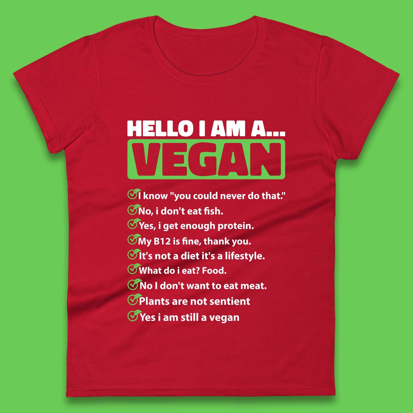 Hello I'm A Vegan Womens T-Shirt