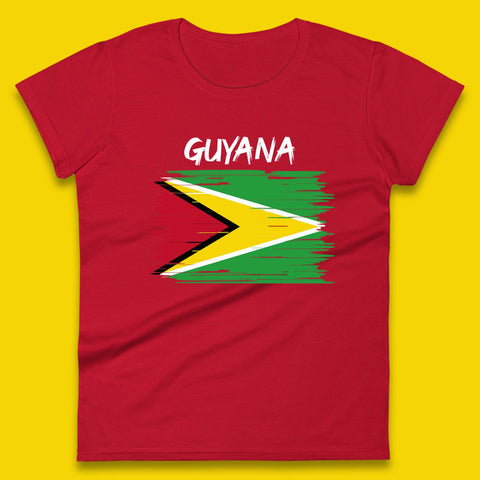 Guyana Flag Distressed Guyanese Flag Country In South America Womens Tee Top