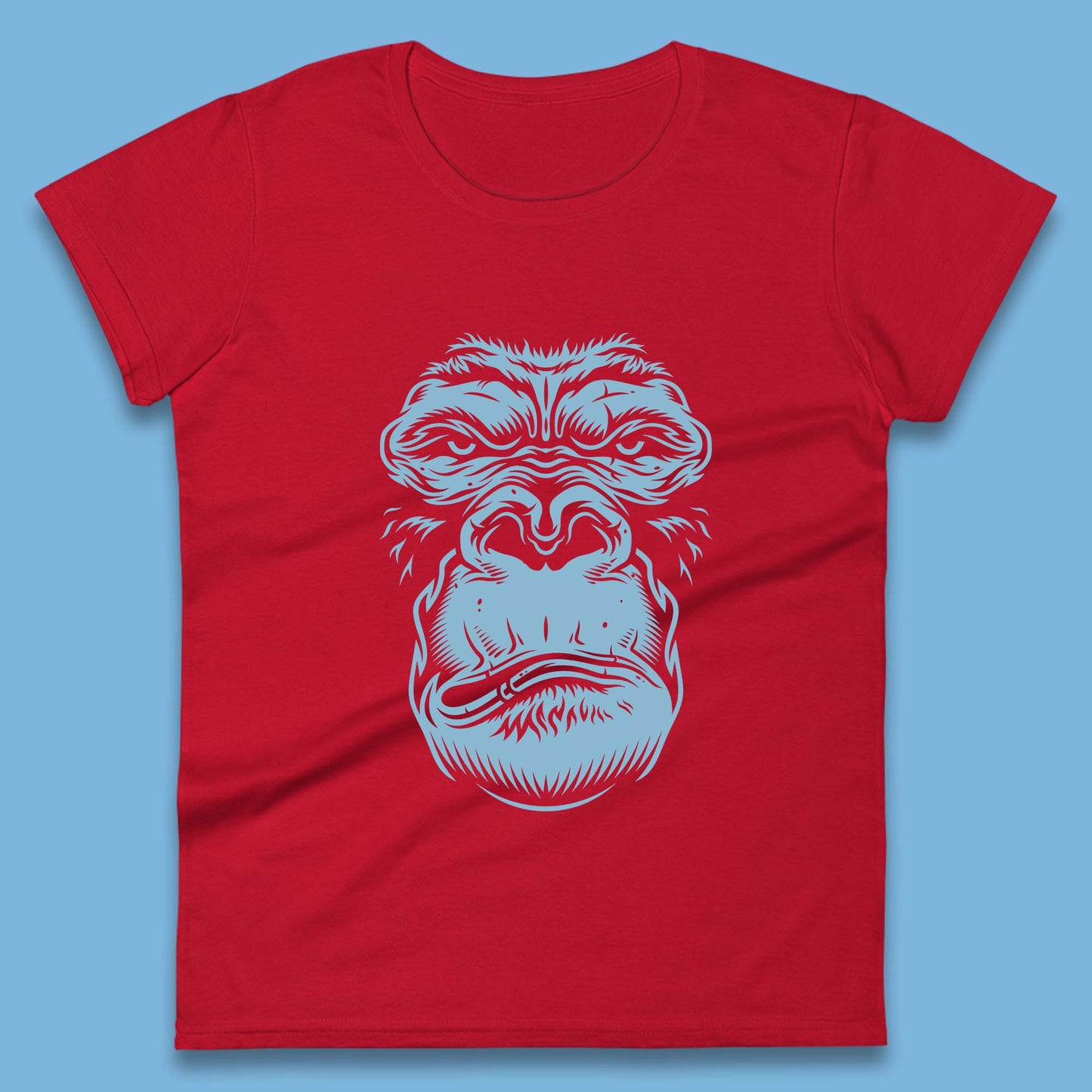 Angry Gorilla Face Scary Wild Angry Monkey Womens Tee Top