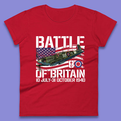 Battle Of Britain 10 July To 31 October 1940 WW2 Fighter Jet British Airforce Womens Tee Top