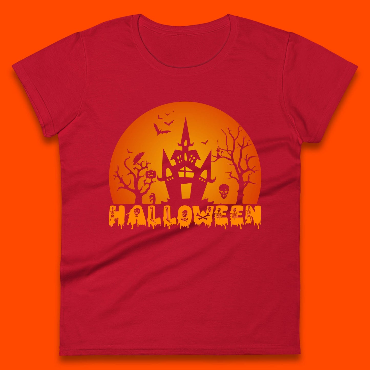 Halloween Horror Scary Hunted House Scary Spooky Night Festive Gift Womens Tee Top