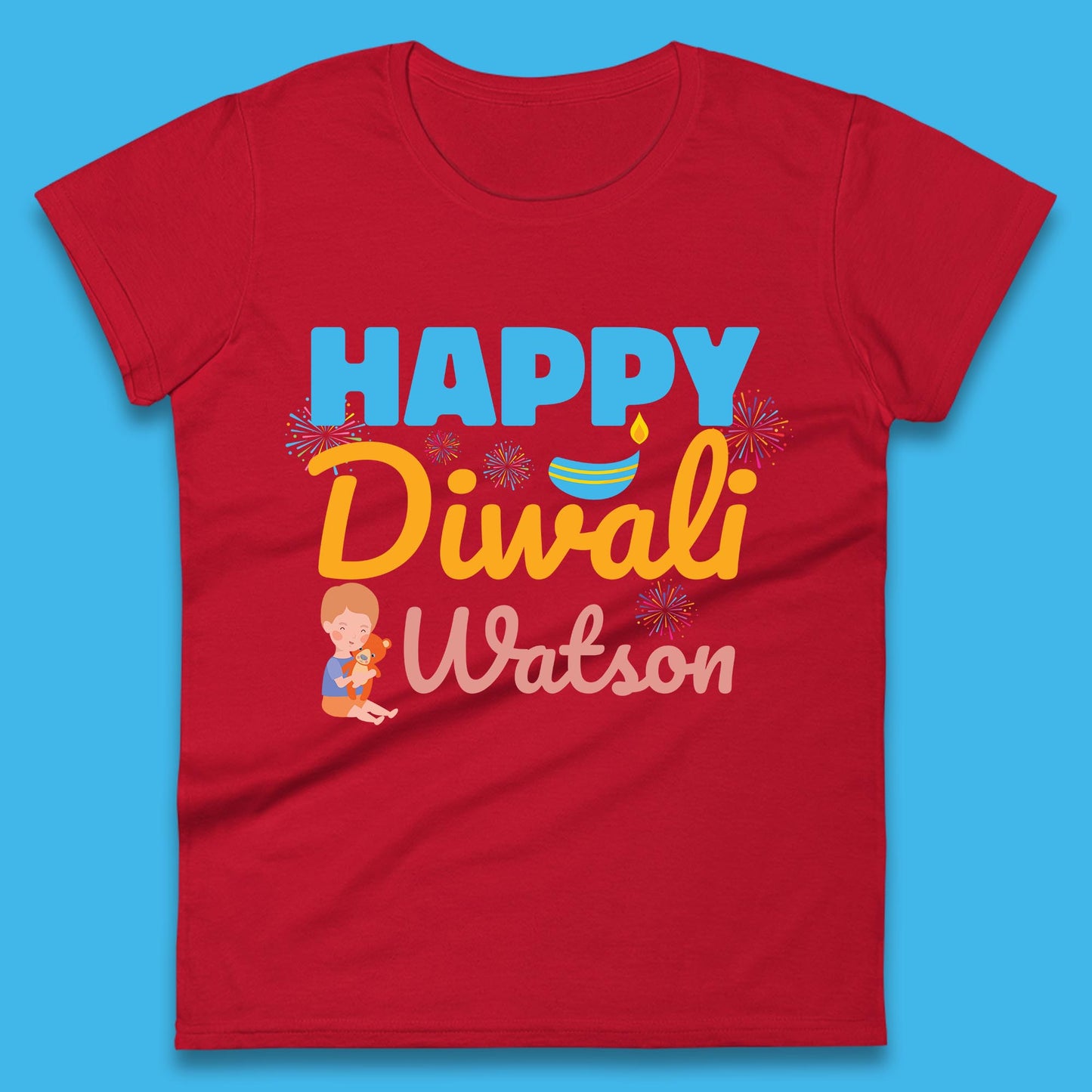 Personalised Happy Diwali Festival Of Lights Your Name Indian Diwali Holiday Celebration Womens Tee Top