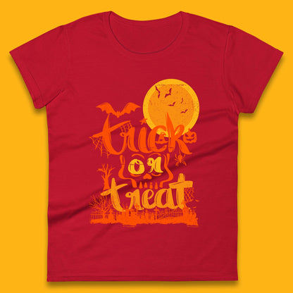 Trick Or Treat Happy Halloween Horror Scary Spooky Season Halloween Vibes Womens Tee Top