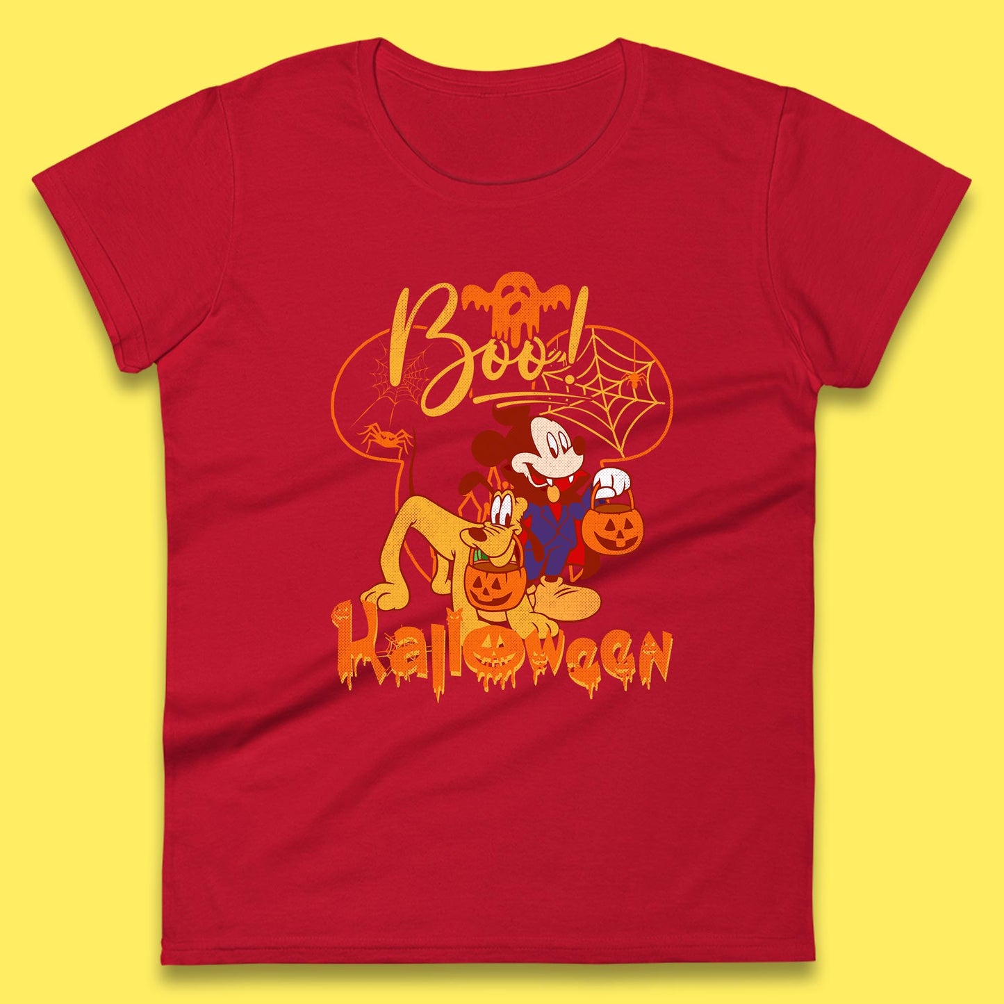Boo Halloween Mickey Mouse And Pluto Friends Disney Halloween Disneyland Trip Womens Tee Top