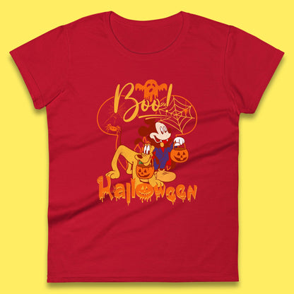 Boo Halloween Mickey Mouse And Pluto Friends Disney Halloween Disneyland Trip Womens Tee Top