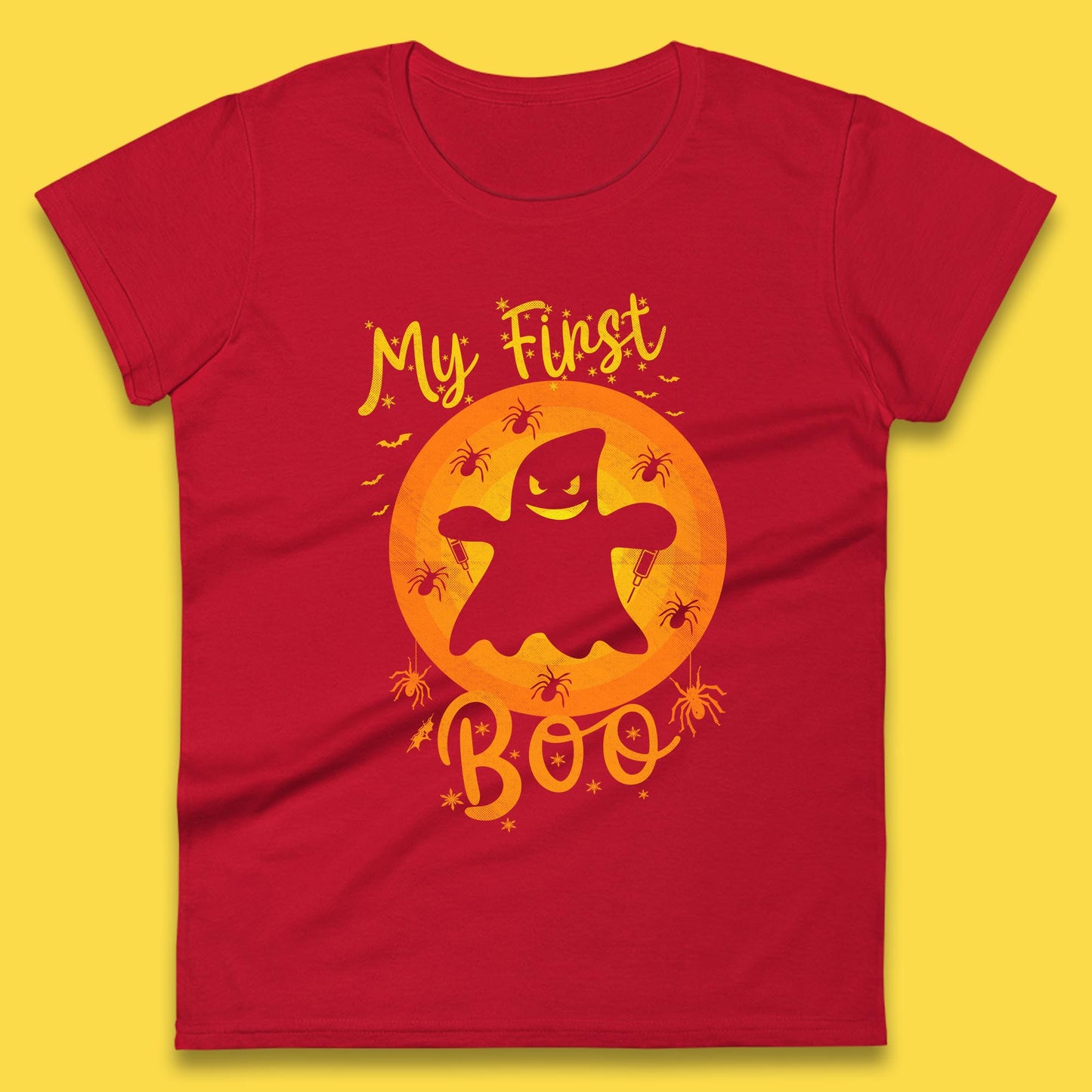 My First Boo Halloween Funny Boo Ghost Horror Scary Creepy Season Womens Tee Top