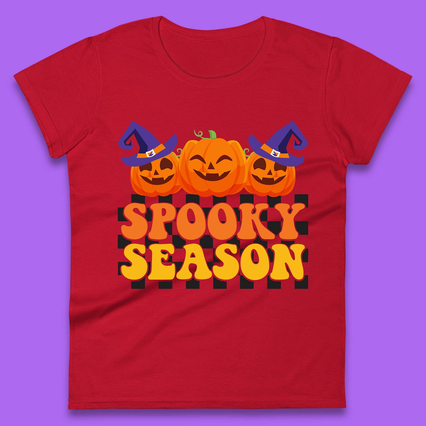 Spooky Season Halloween Jack-O-Lantern Pumpkins Spooky Vibes Womens Tee Top
