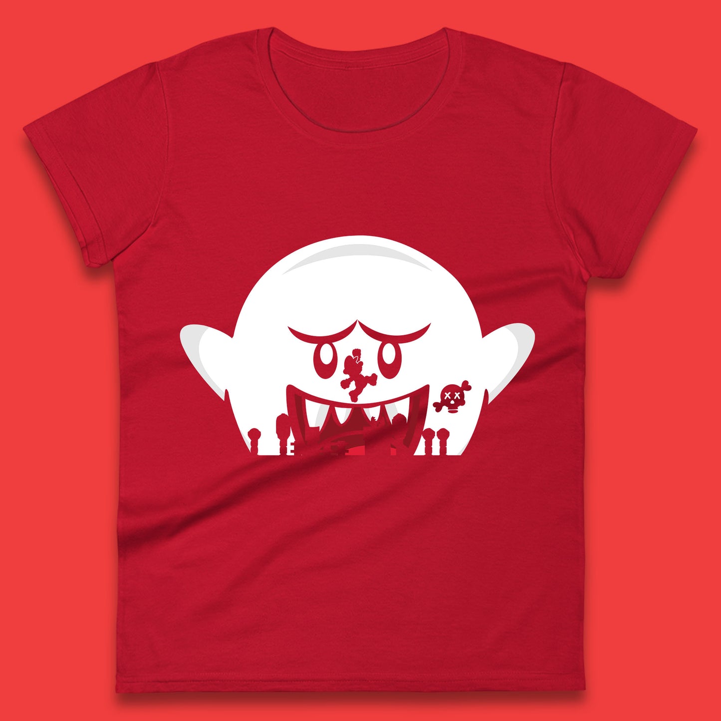 Super Mario Boo Trick Or Treat Halloween Nintendo Mario Iconic Ghost Boo Womens Tee Top