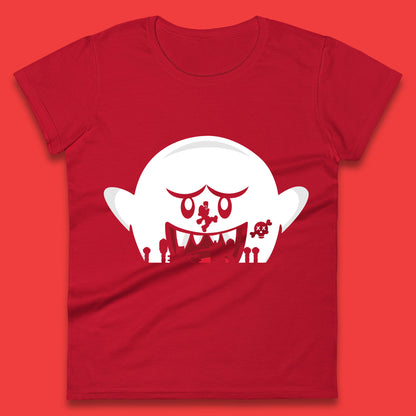 Super Mario Boo Trick Or Treat Halloween Nintendo Mario Iconic Ghost Boo Womens Tee Top