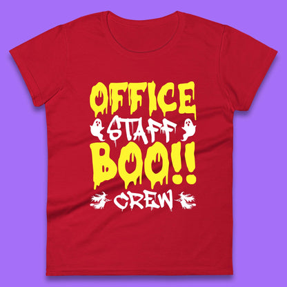 Office Staff Boo Crew Halloween Office Squad Boo Ghost Office Crew Womens Tee Top