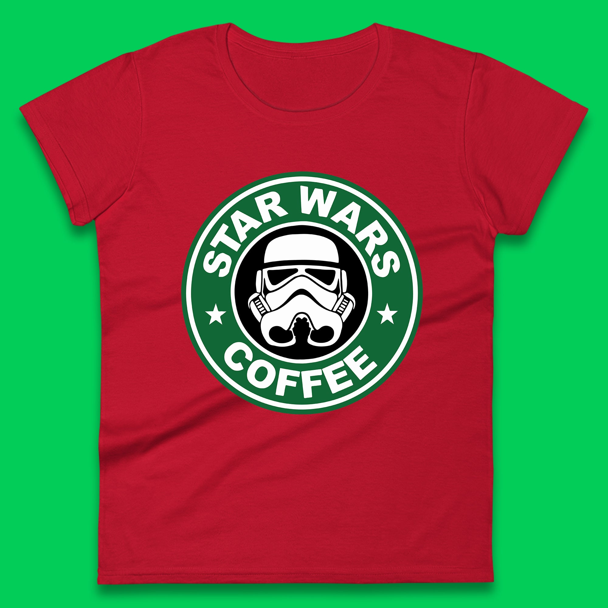 Star Wars Coffee Stormtrooper Sci-fi Action Adventure Movie Character Starbucks Coffee Spoof Star Wars 46th Anniversary Womens Tee Top