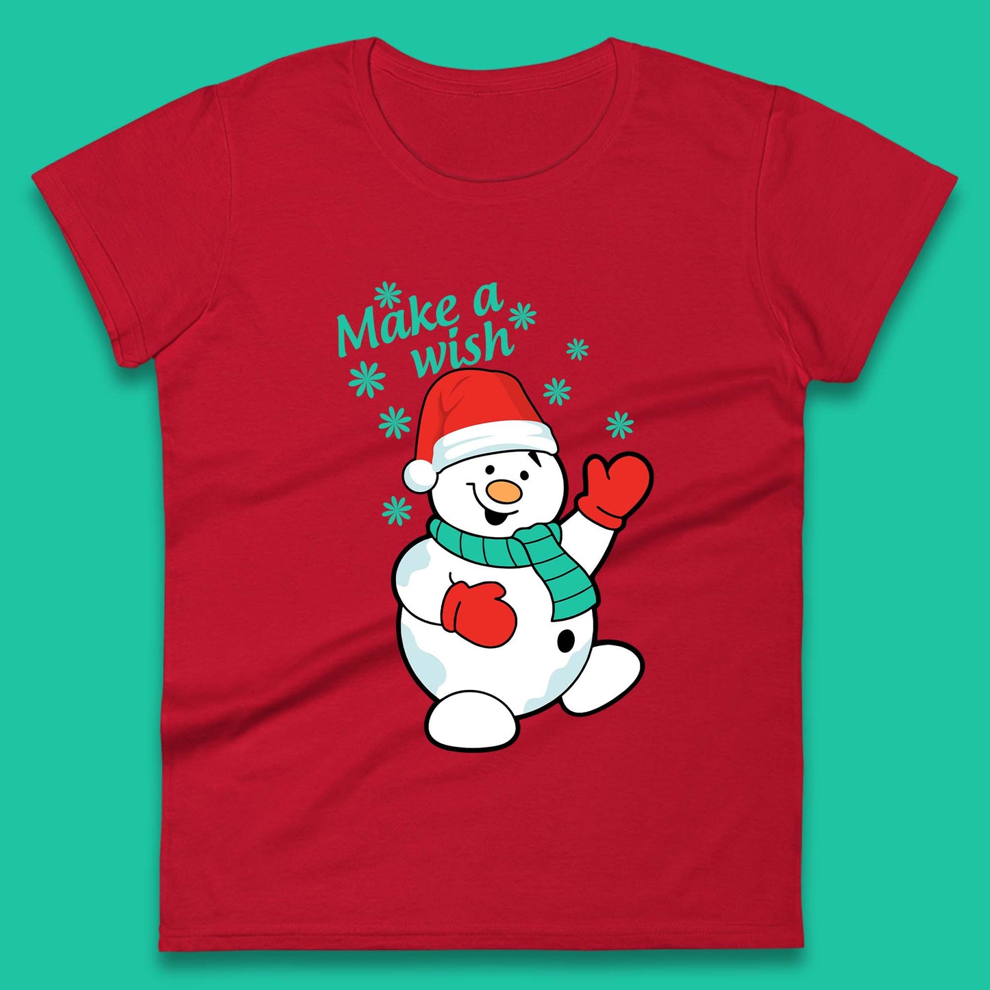 Make A Wish Snowman Christmas Womens T-Shirt