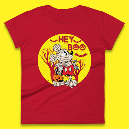 Hey Boo Disney Halloween Mickey Mouse Mummy Trick Or Treat Spooky Vibes Womens Tee Top