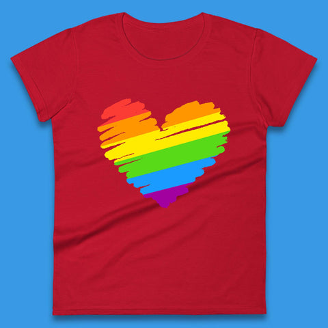 Rainbow Colour Heart Pride LGBTQ Rainbow Pride LGBT Gay Pride Month Womens Tee Top