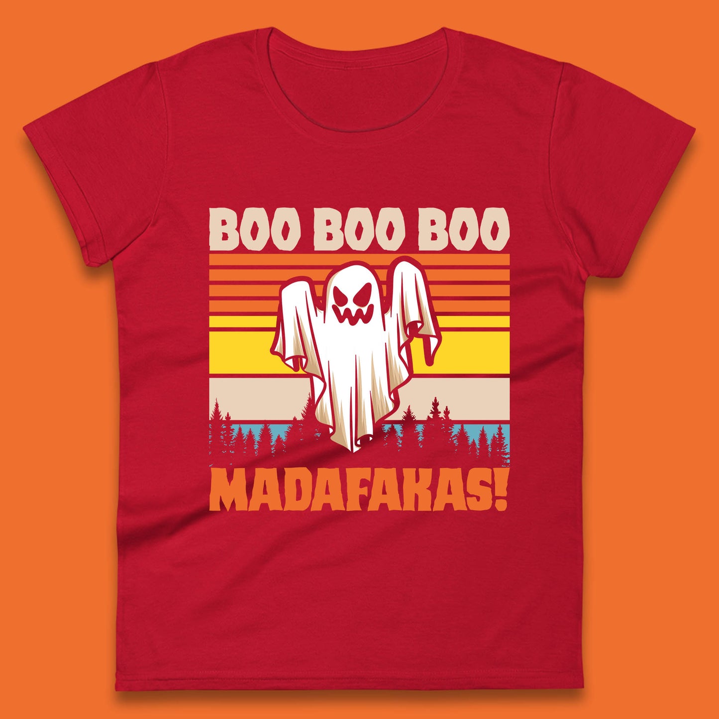 Ghost Say Boo Boo Boo Madafakas Halloween Vintage Horror Scary Boo Ghost Womens Tee Top