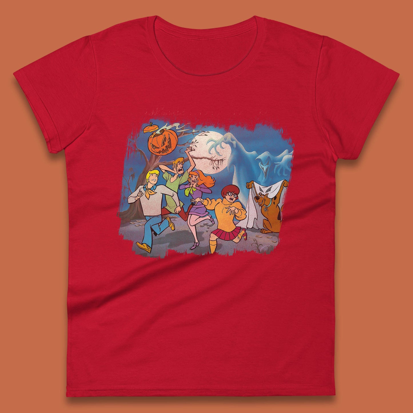 Scooby Doo & Gang Halloween Horror Scary Ghost Haunted Scary Night Womens Tee Top