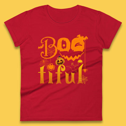 Bootiful Halloween Ghost Funny Boo Ghost Scary Spooky Season Womens Tee Top