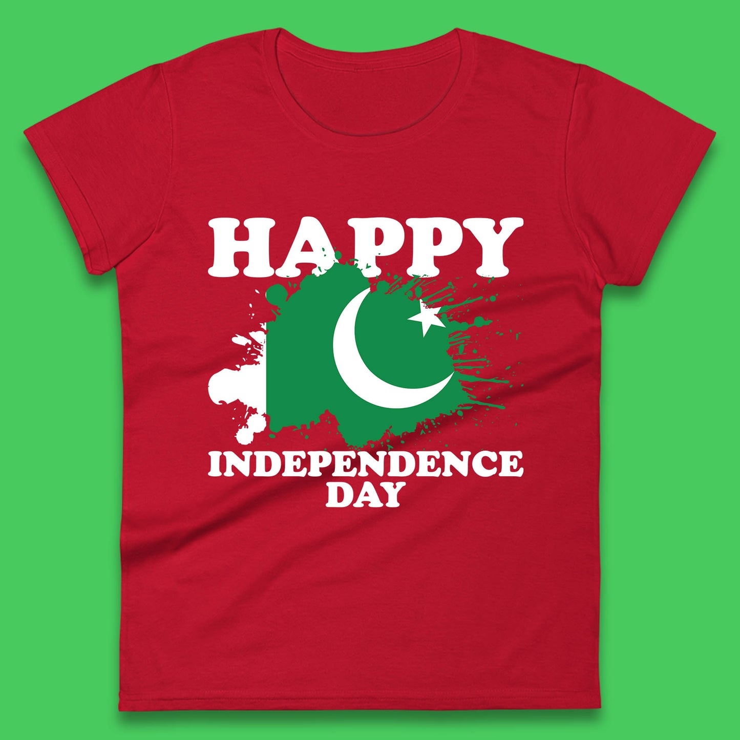Happy Independence Day Pakistan 14th August Patriotic Pakistani Flag Womens Tee Top