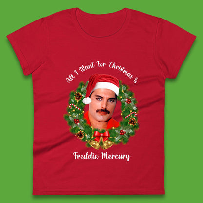 Freddie Mercury Christmas Womens T-Shirt